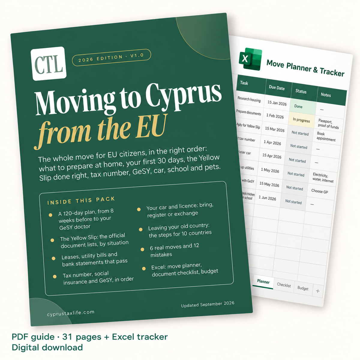 Moving to Cyprus from the EU 2026: the PDF guide and its Excel tracker