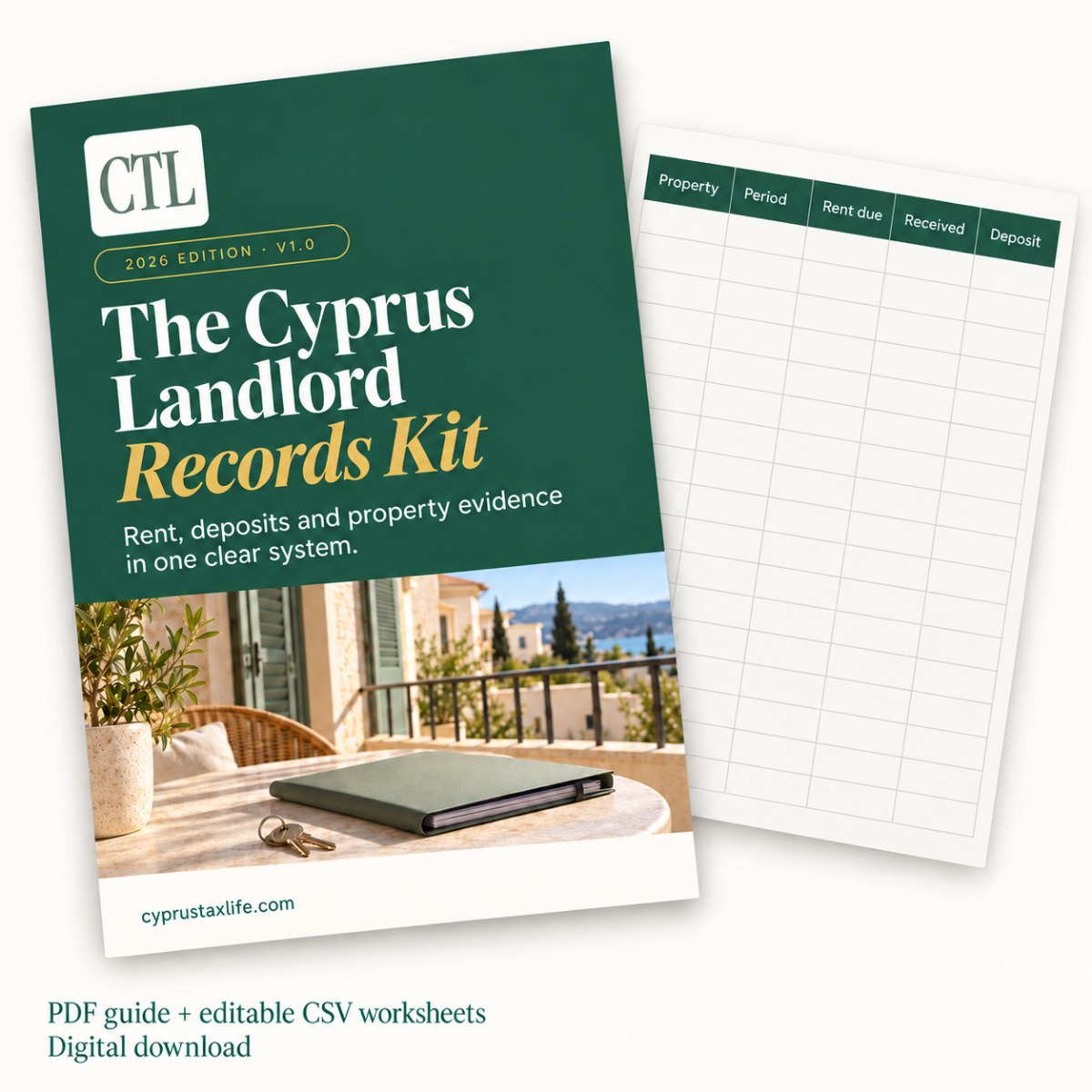 The Cyprus Landlord Records Kit: the PDF guide and editable CSV worksheets