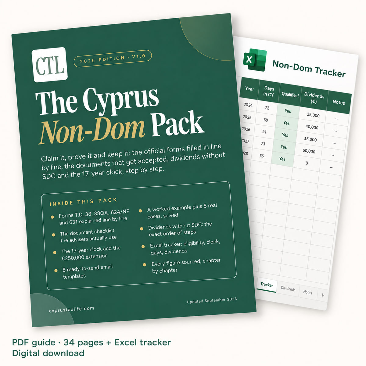 The Cyprus Non-Dom Pack 2026: the PDF guide and its Excel tracker
