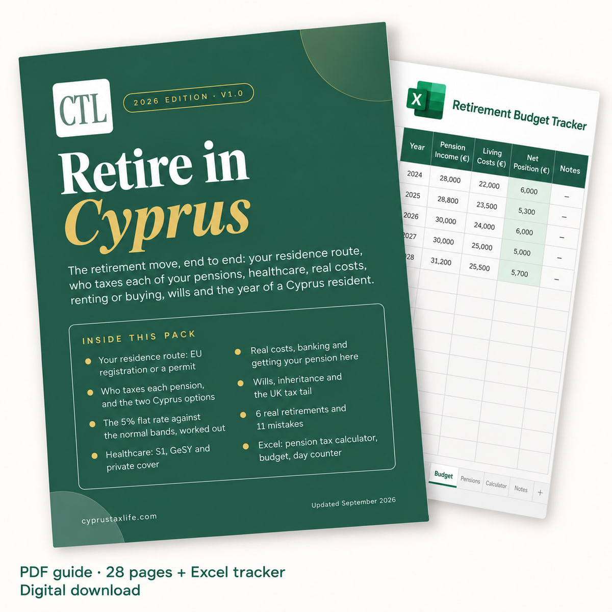 Retire in Cyprus 2026: the PDF guide and its Excel tracker