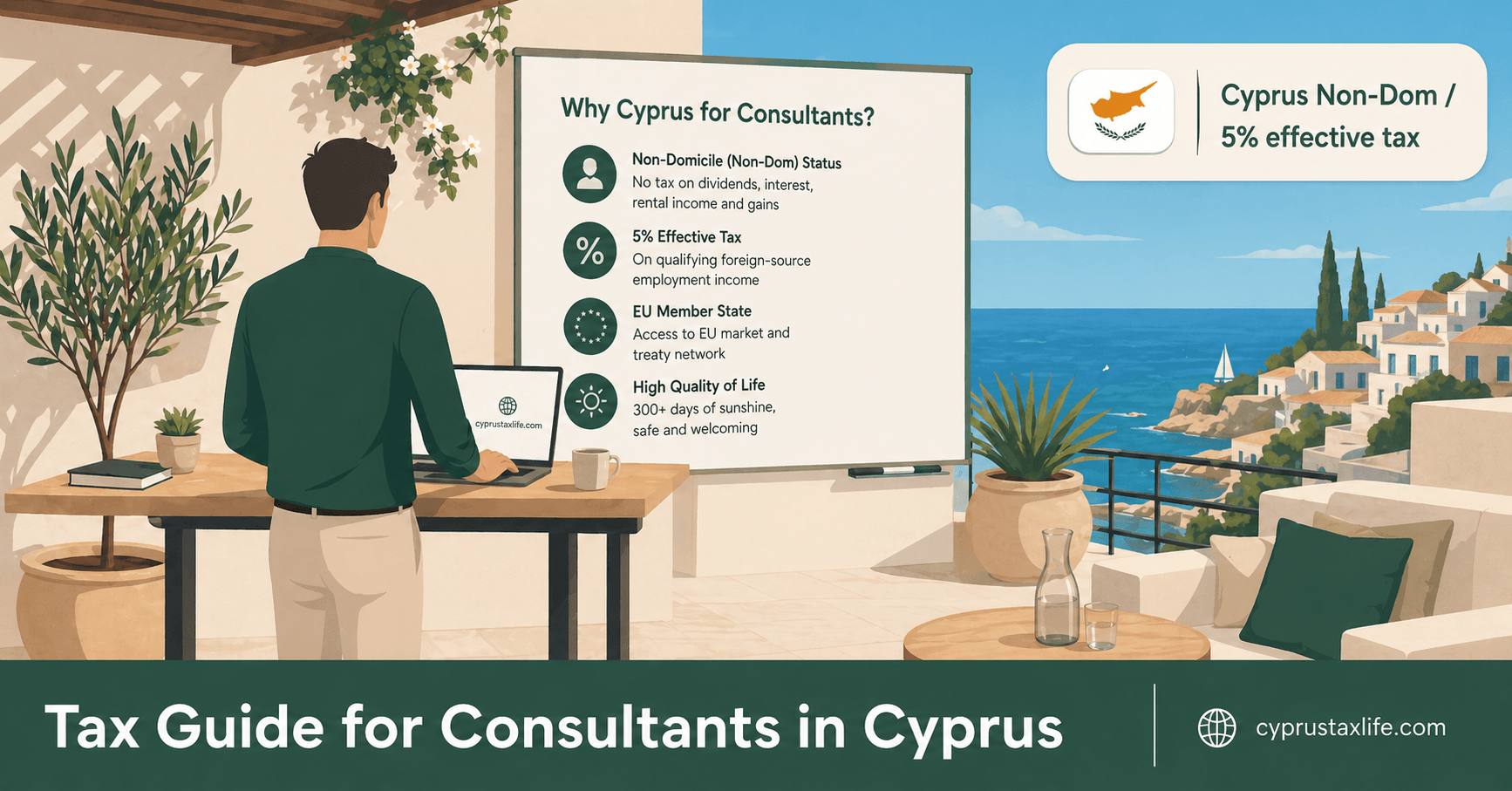 Cyprus taxes for Consultants 2026 - Non-Dom effective rate ~5%